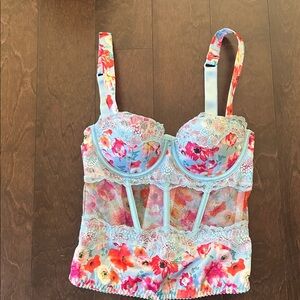 Victoria's Secret Pink Floral Mesh Corset Top